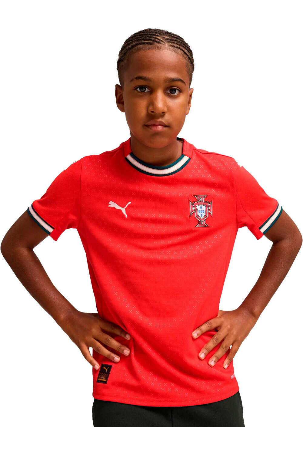 Puma camiseta de fútbol oficiales niño PORTUGAL 25 Home Jersey Replica Jr vista frontal