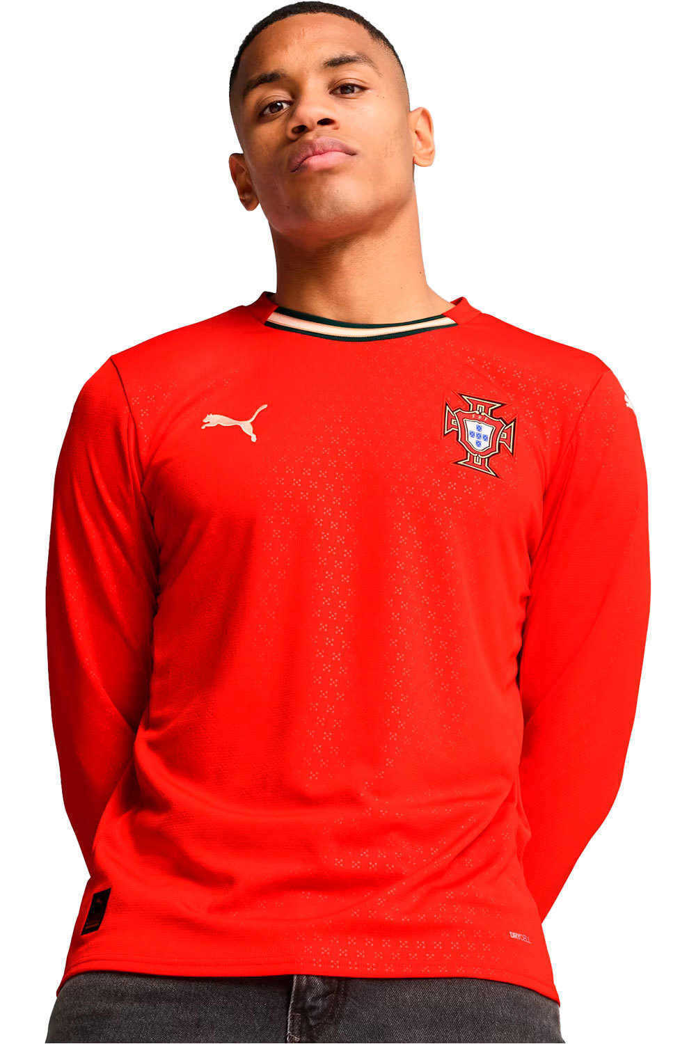 Puma camiseta de fútbol oficiales PORTUGAL 25 Home Jersey Replica LS vista frontal