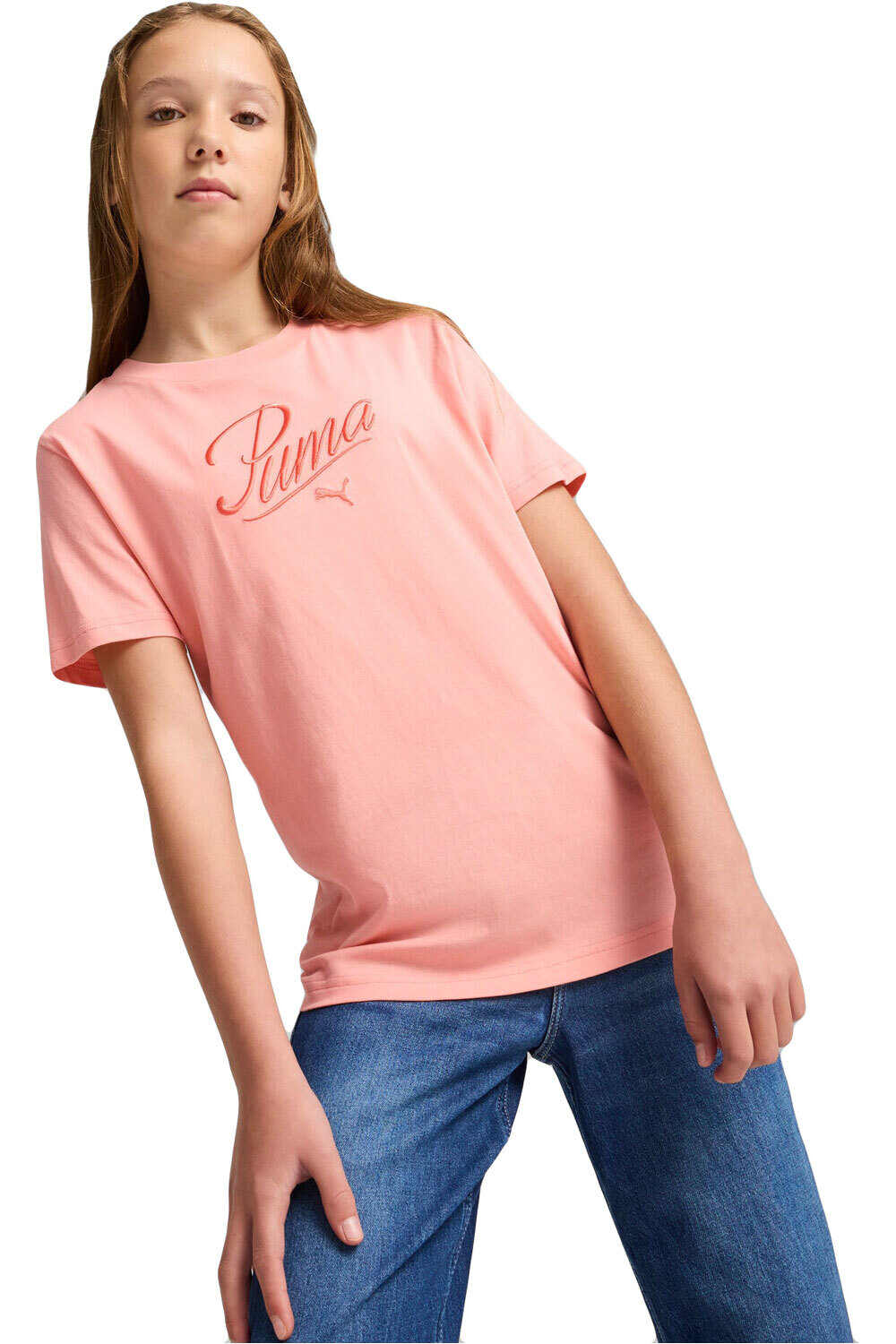 Puma camiseta manga corta niña ESS SCRIPT Tee G vista frontal