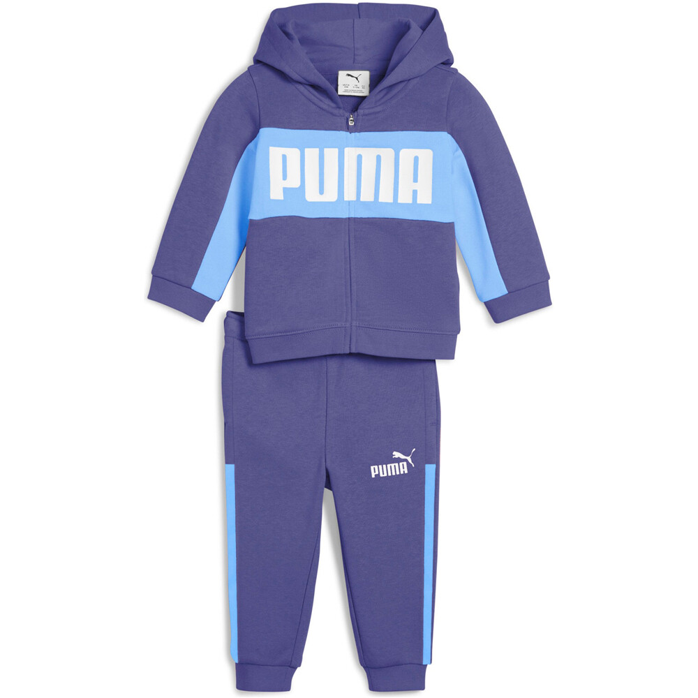 Puma chándal bebé MINICATS ESS BLOCK Hooded FZ Set TR INF vista frontal