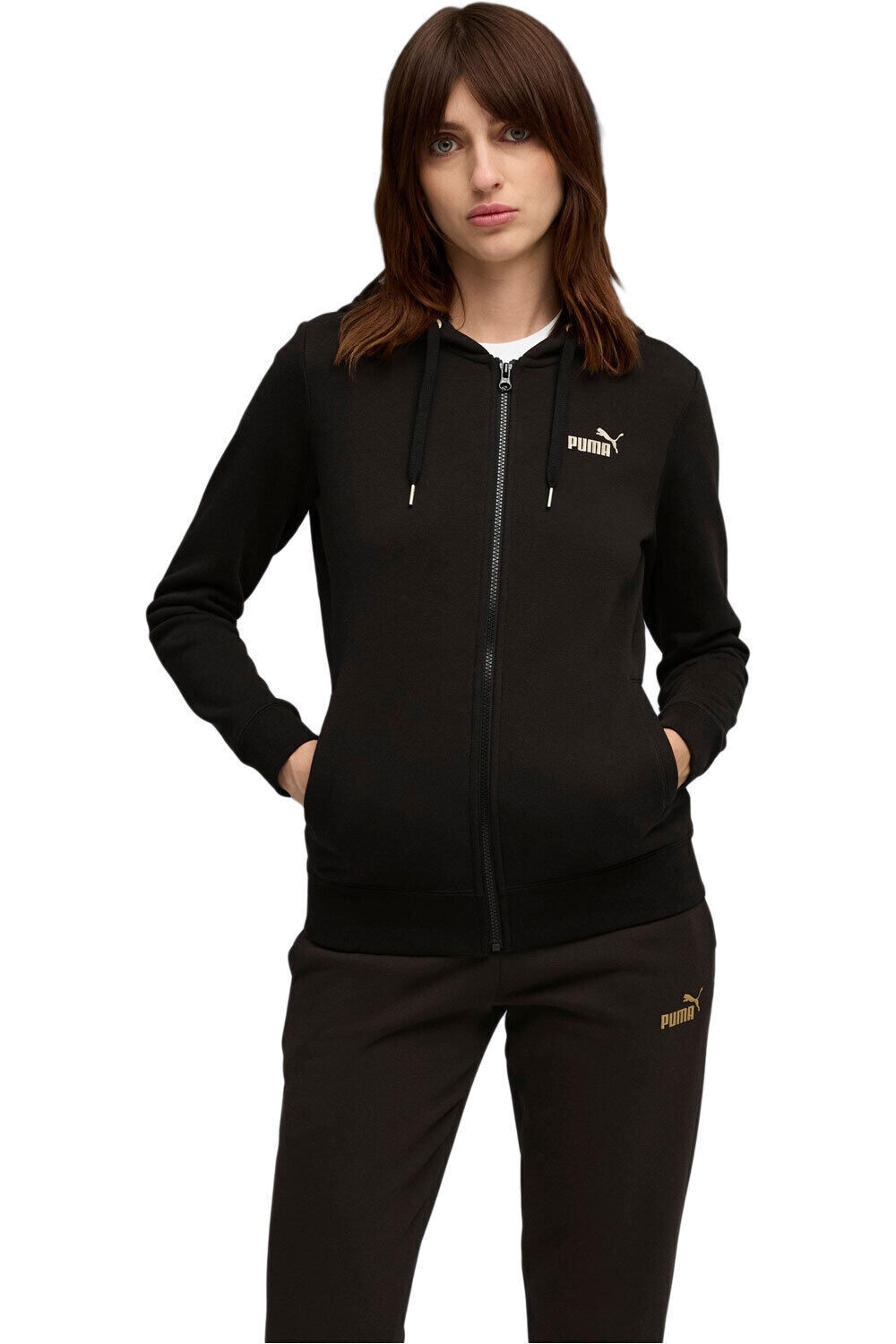 Puma chándal mujer Metallic Hooded Swea vista detalle