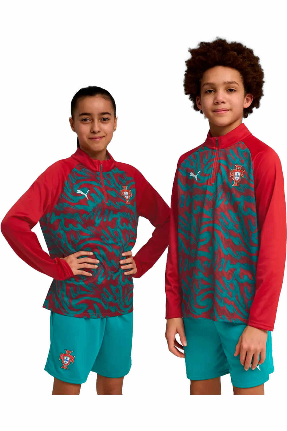 Puma chubasquero y chaquetones entrenamiento fútbol niño FPF Warm Up 1/4 Zip vista frontal