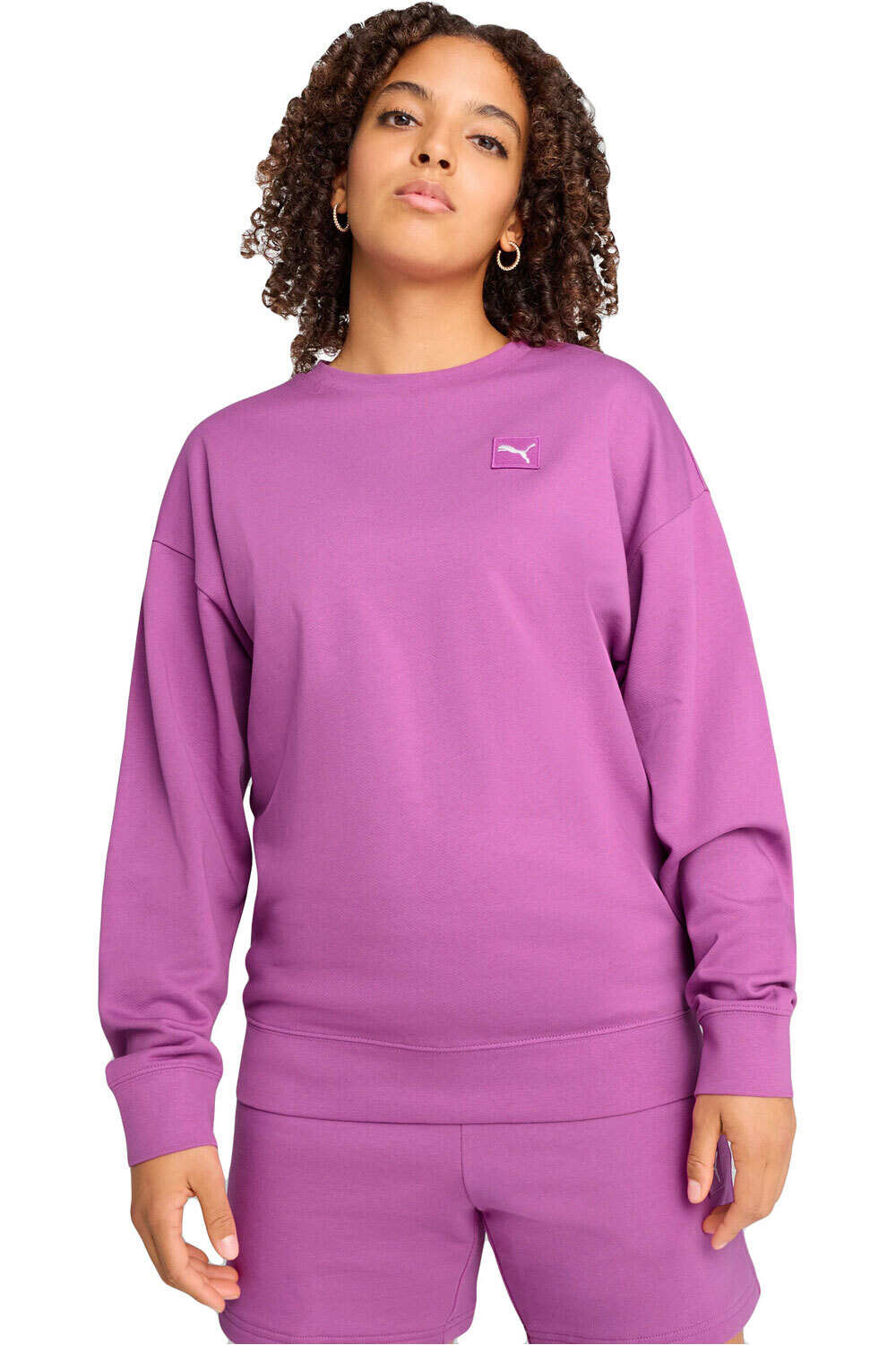 Puma sudadera mujer ESS ELEVATED Comfort Crew TR vista frontal