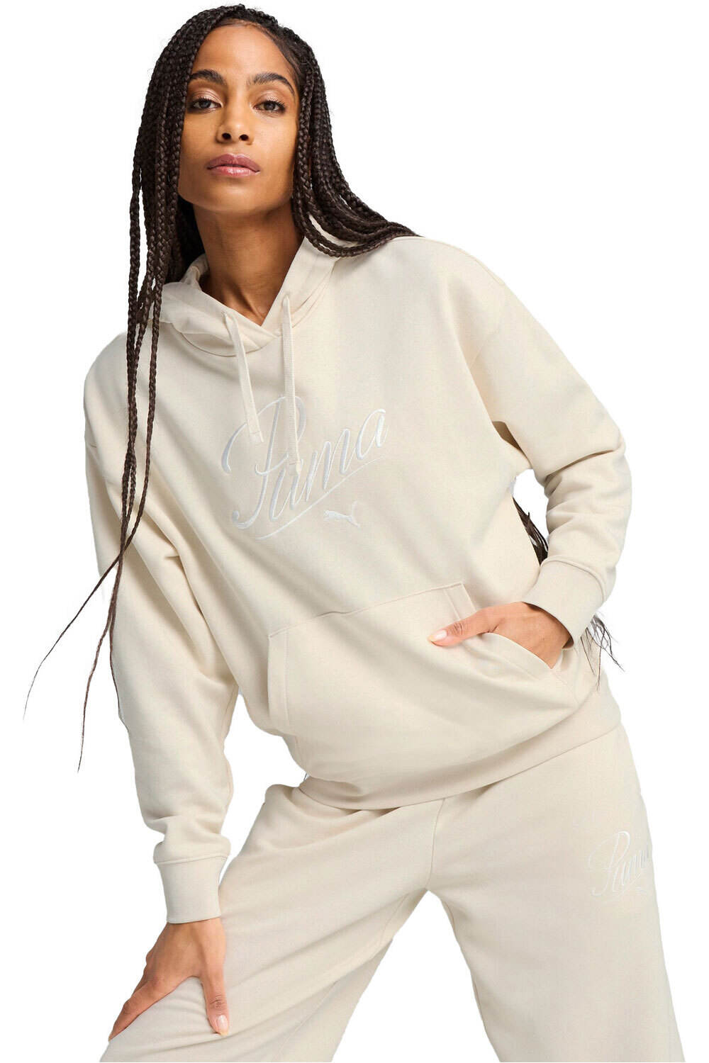 Puma sudadera mujer ESS SCRIPT Comfort H vista frontal