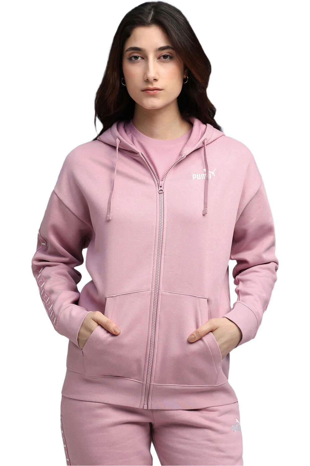 Puma sudadera mujer ESS TAPE Relaxed Ful vista frontal