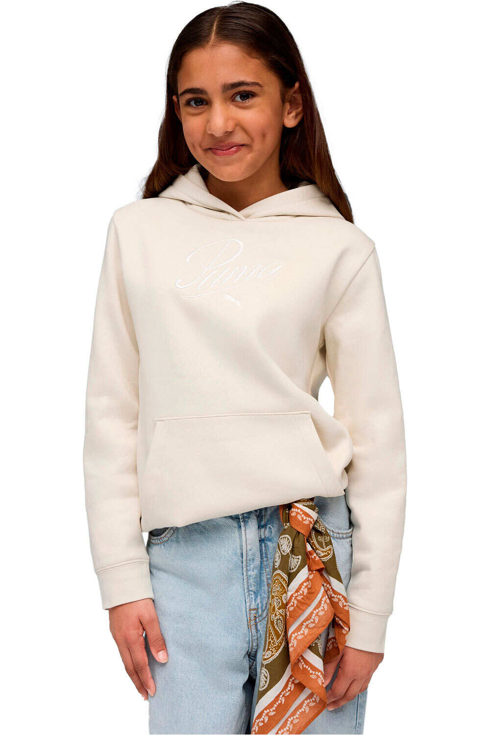 Puma sudadera niña X_ESS SCRIPT Hoodie FL vista frontal