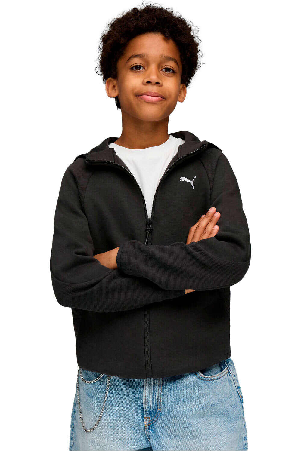 Puma sudadera niño EVOSTRIPE Full-Zip H vista frontal