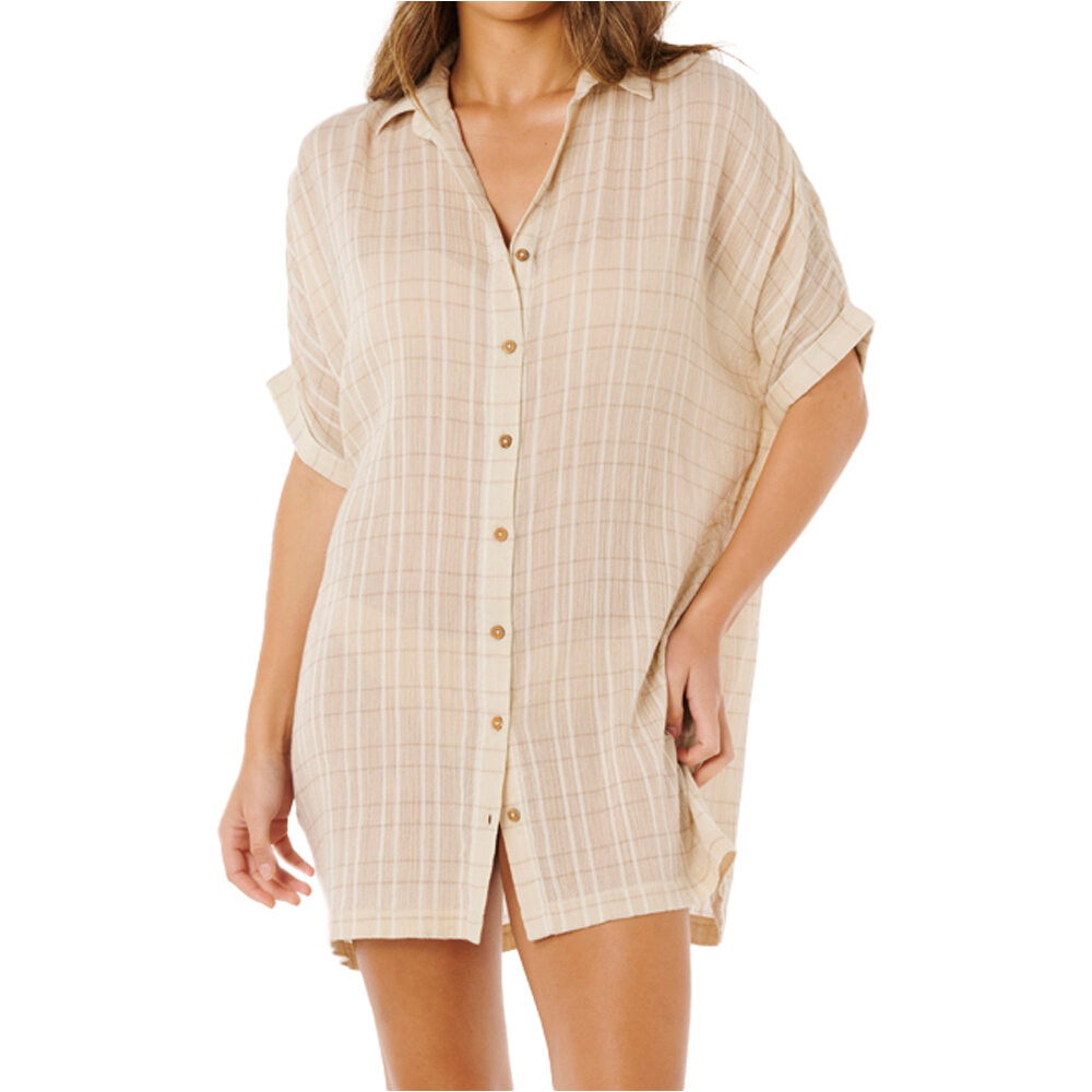 Rip Curl camisa manga larga mujer PARADISE CHECK COVER UP vista frontal