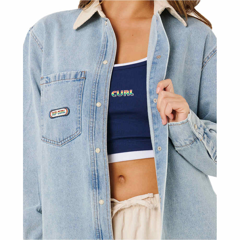 Rip Curl camisa manga larga mujer SURF SIDE RELAXED DENIM SHIRT vista detalle