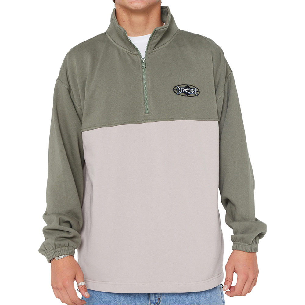 Rip Curl sudadera hombre HERITAGE OVAL 1/4 ZIP CREW vista frontal