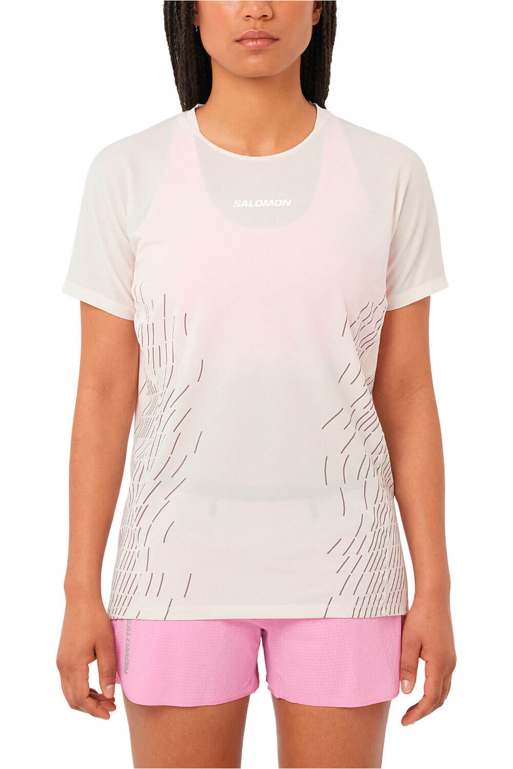 Salomon camiseta entrenamiento manga corta mujer SENSE AERO SS TEE GFX W vista frontal