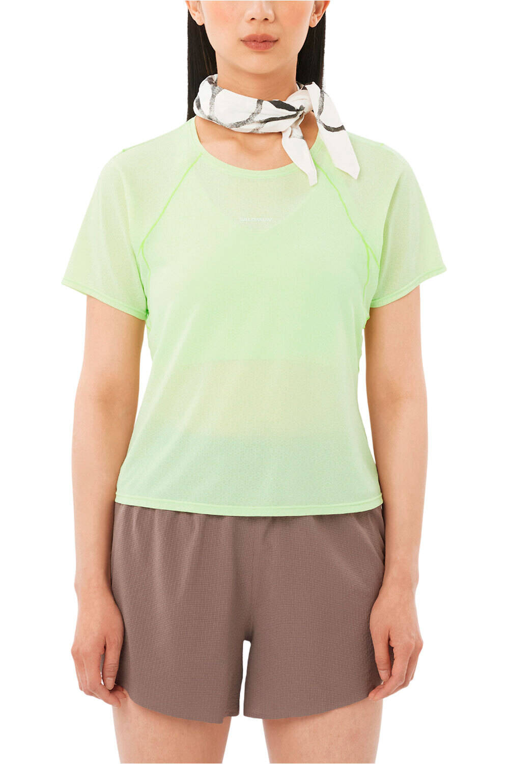 Salomon camiseta entrenamiento manga corta mujer SHKout AIR CROPP SS TEE W vista frontal