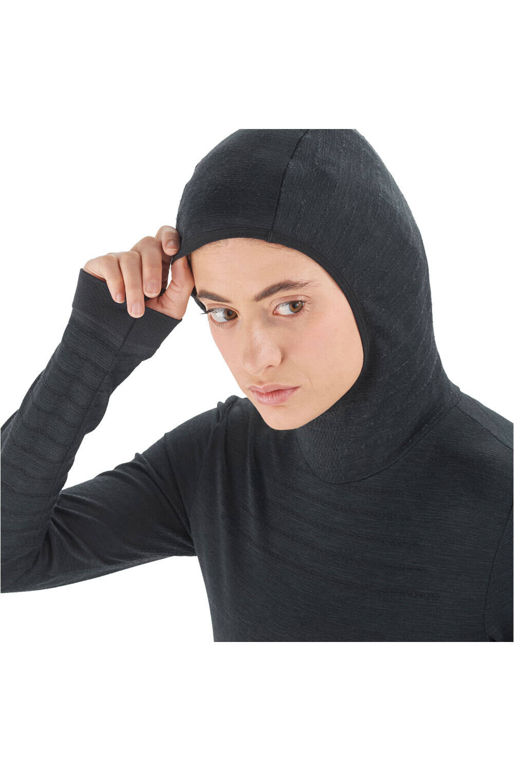 Salomon camiseta montaña manga larga mujer OUTSPEED WOOL HOODY W 03