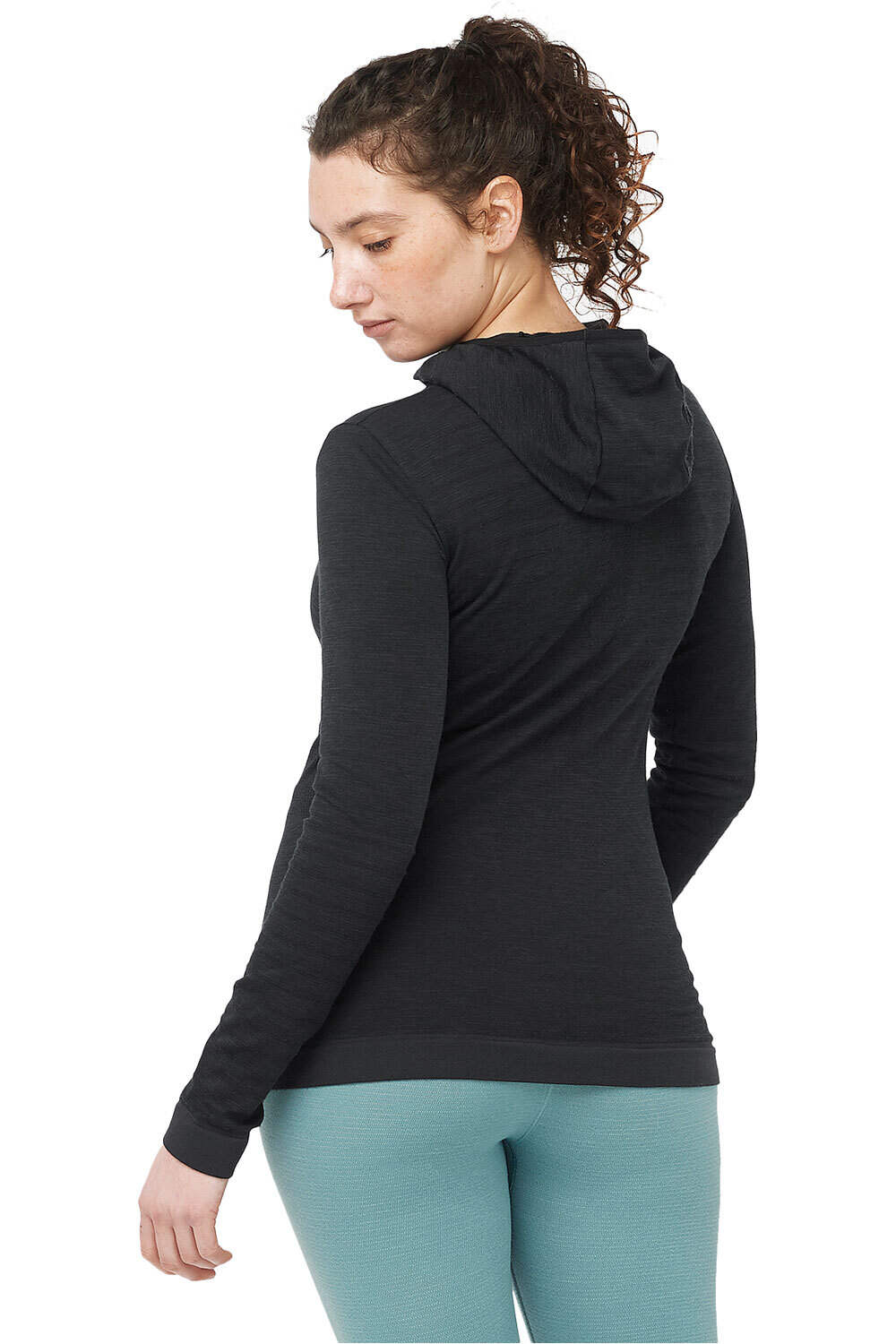 Salomon camiseta montaña manga larga mujer OUTSPEED WOOL HOODY W vista trasera