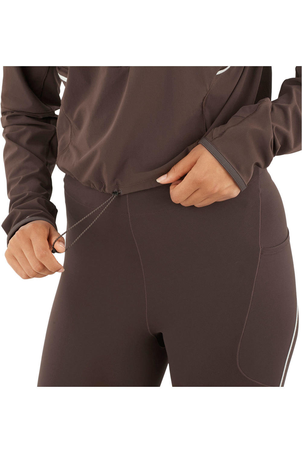 Salomon camiseta técnica manga larga mujer SENSE AERO HYBD CP PLVR W vista detalle