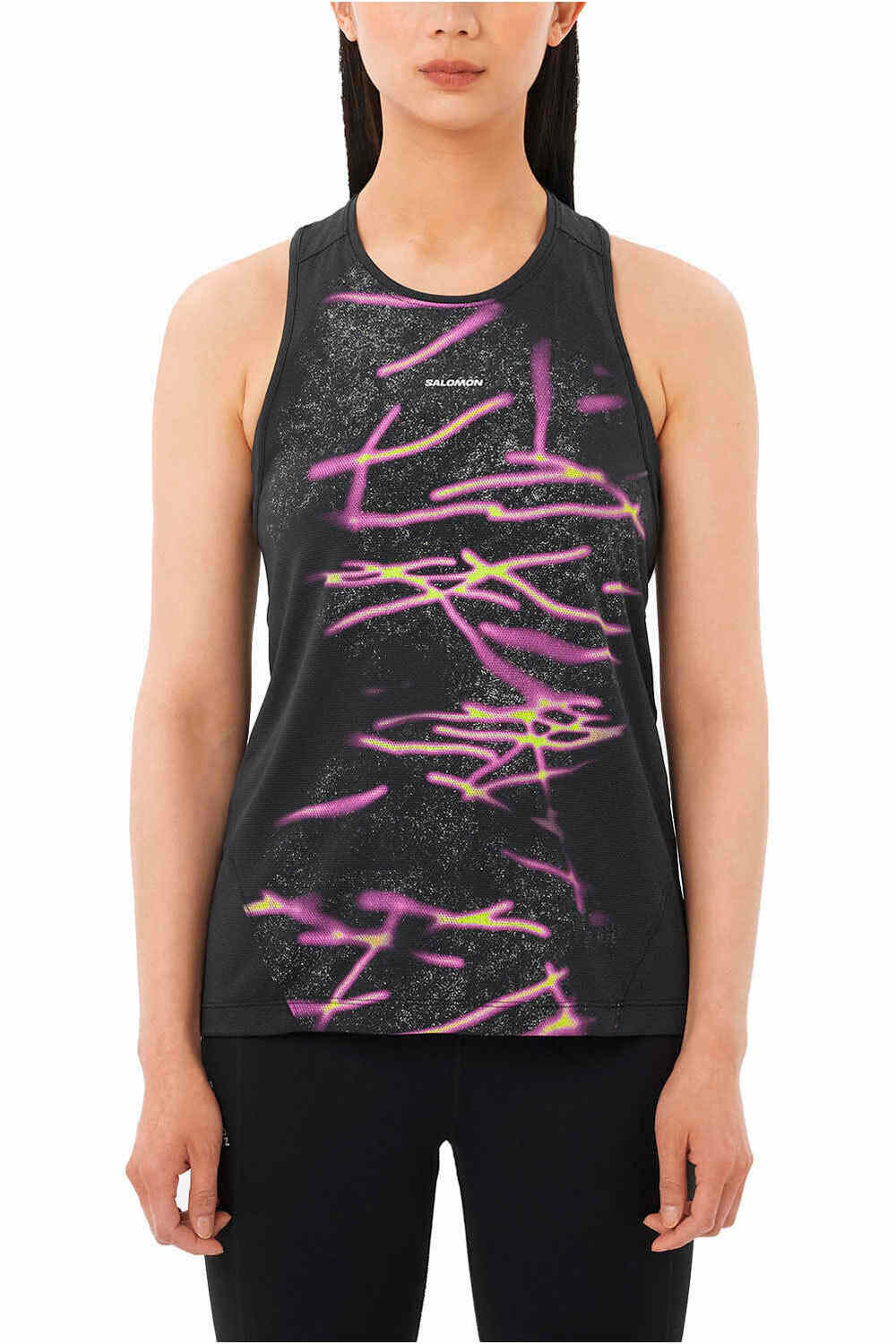 Salomon camiseta tirantes running SHKout CORE TANK GFX W vista frontal