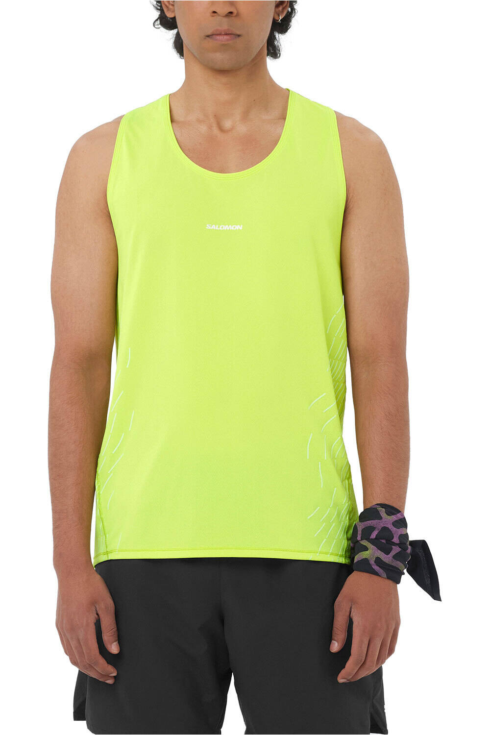 Salomon camisetas trail running tirantes hombre SENSE AERO SINGLET GFX M vista frontal