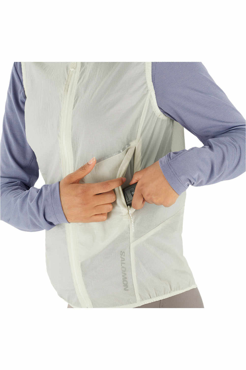 Salomon CHAQUETA RUNNING MUJER SENSE AERO WIND VEST W vista detalle