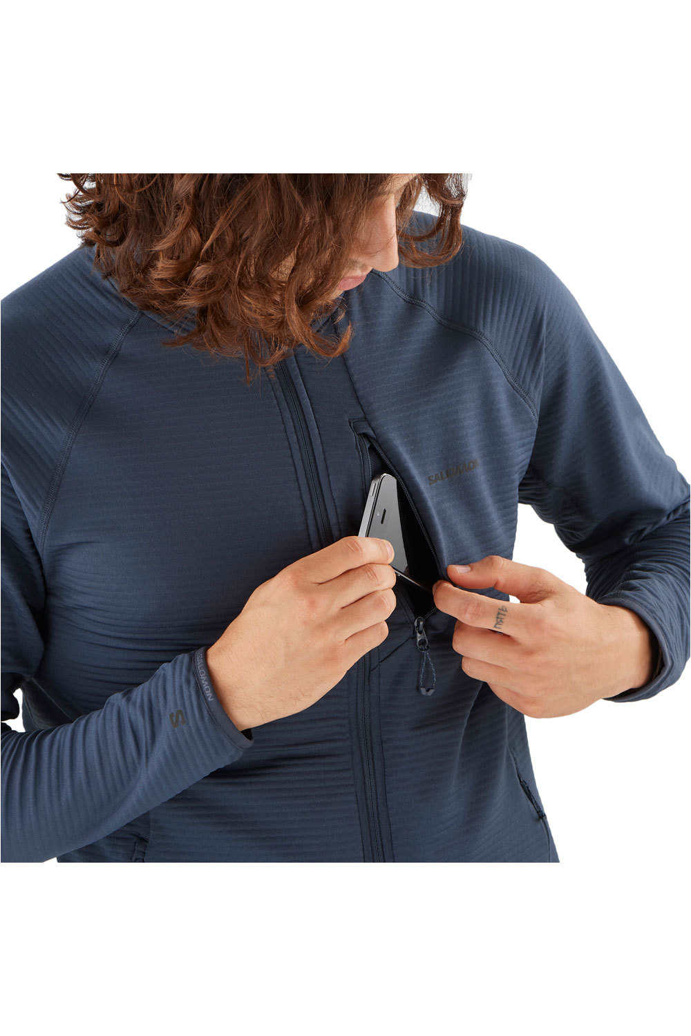 Salomon forro polar hombre SNTIAL LIGHTWARM FZ M vista detalle