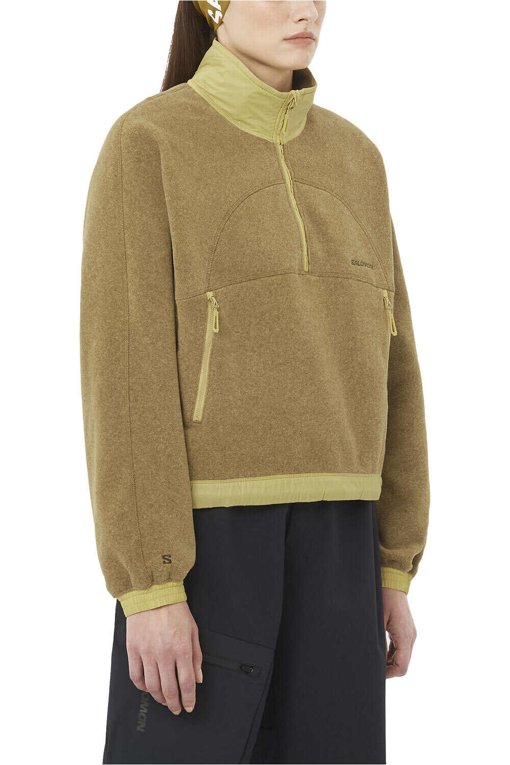 Salomon forro polar mujer CHROMA FLEECE CROP HZ W vista frontal