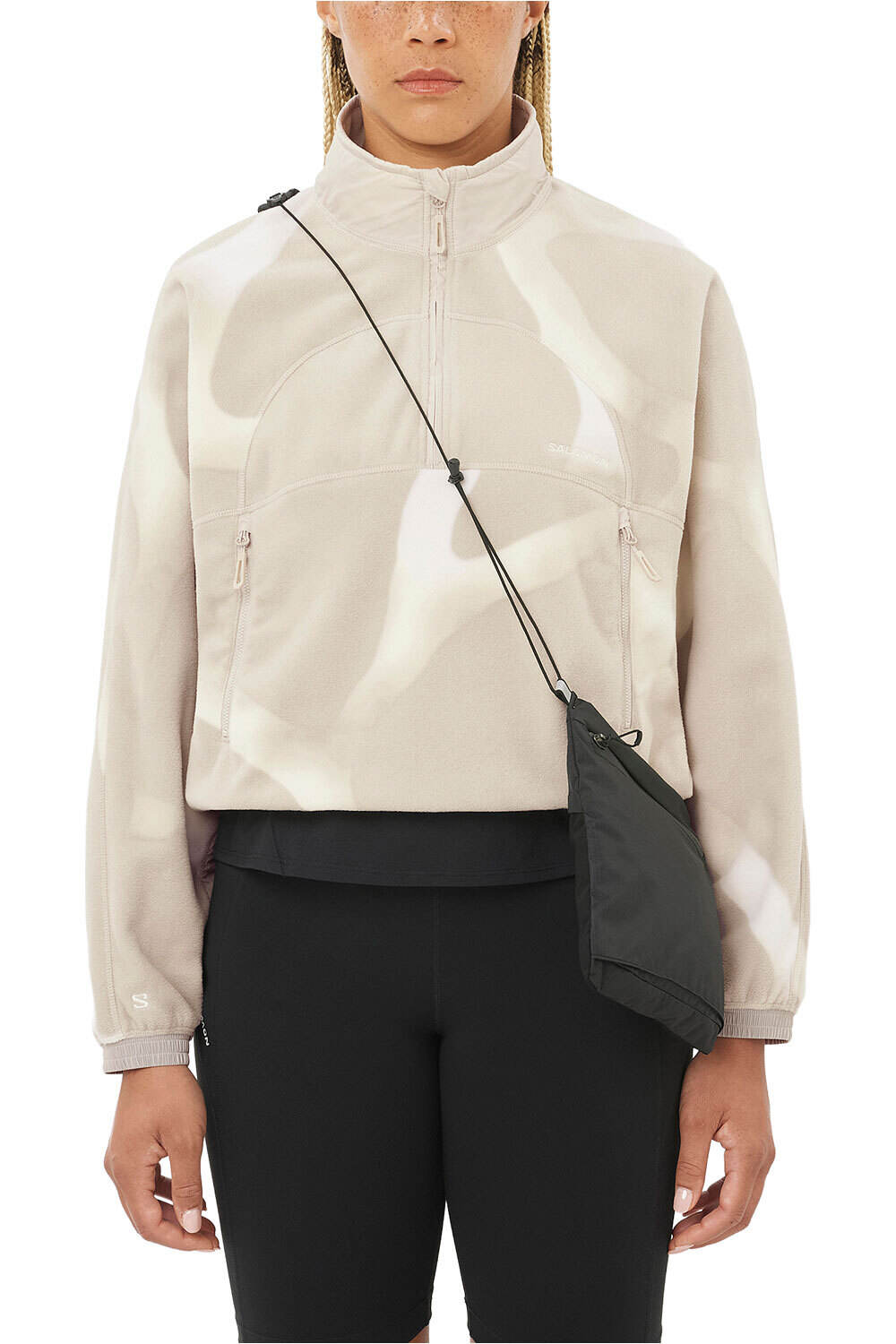 Salomon forro polar mujer CHROMA FLEECE CROP HZ W vista frontal