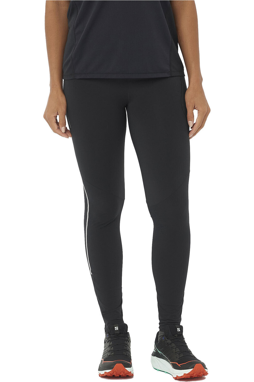 Salomon mallas trail running largas mujer SENSE STOW TIGHTS W vista frontal