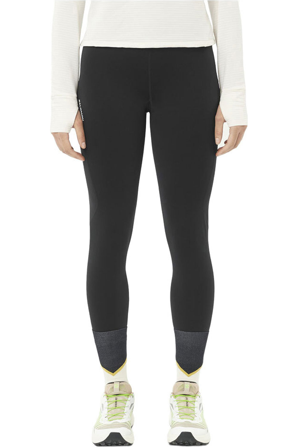 Salomon mallas trail running largas mujer SHKout CORE WARM TIGHTS W vista frontal