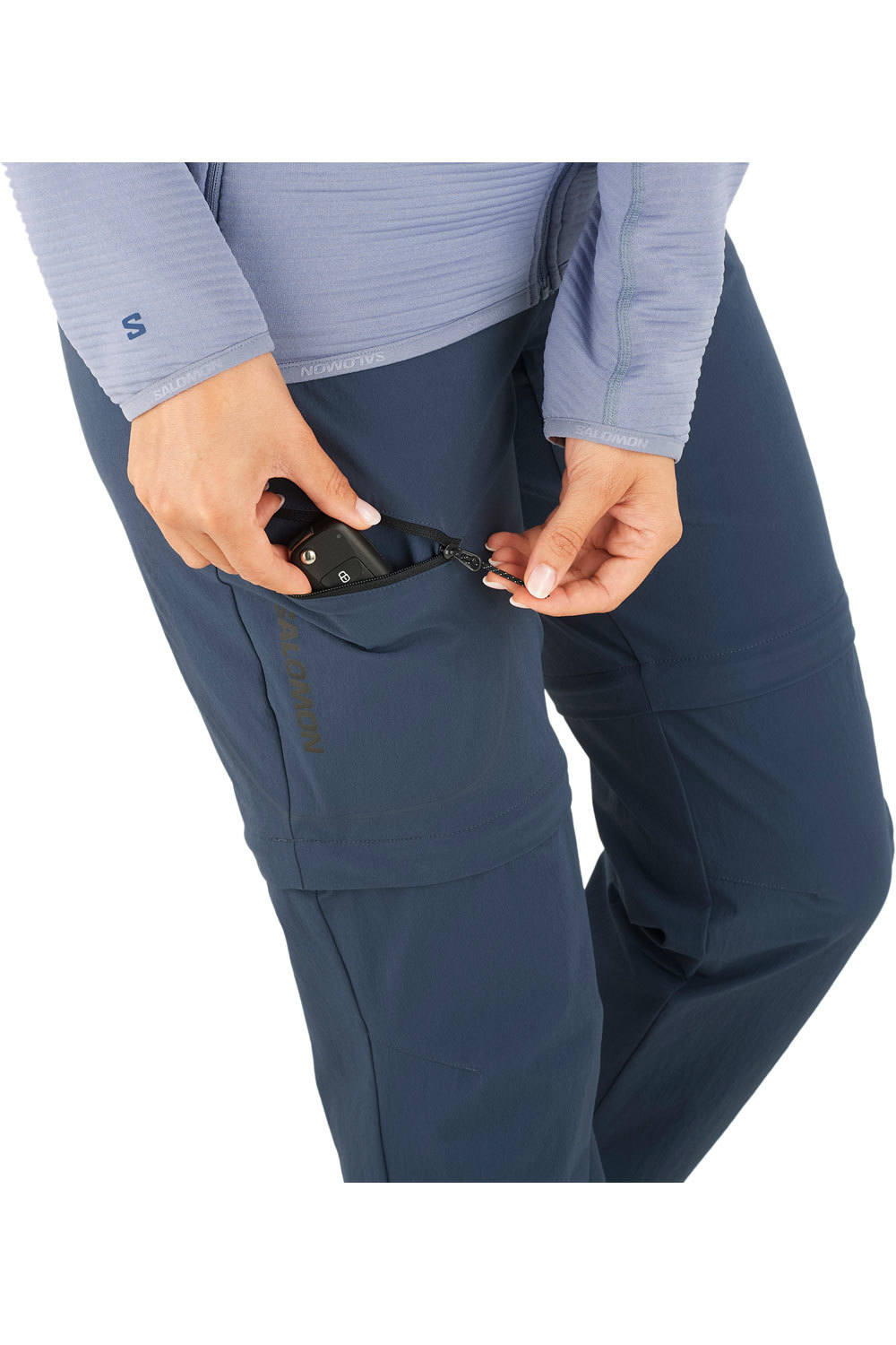 Salomon pantalón montaña mujer WAYFARER ZIP OFF PANTS W vista detalle