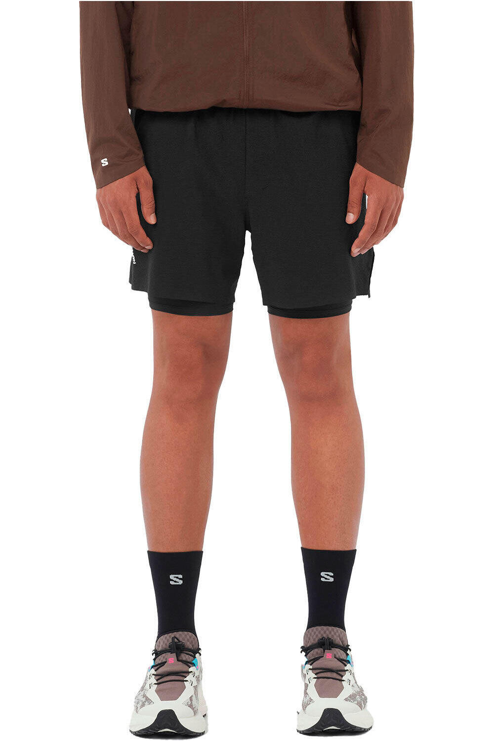 Salomon pantalón running hombre SENSE AERO 2IN1 SHTS 5 M vista frontal