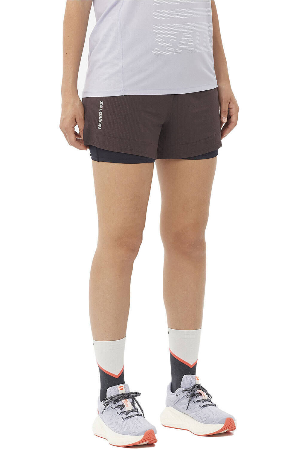Salomon pantalón running mujer SENSE AERO 2IN1 SHORT W vista frontal