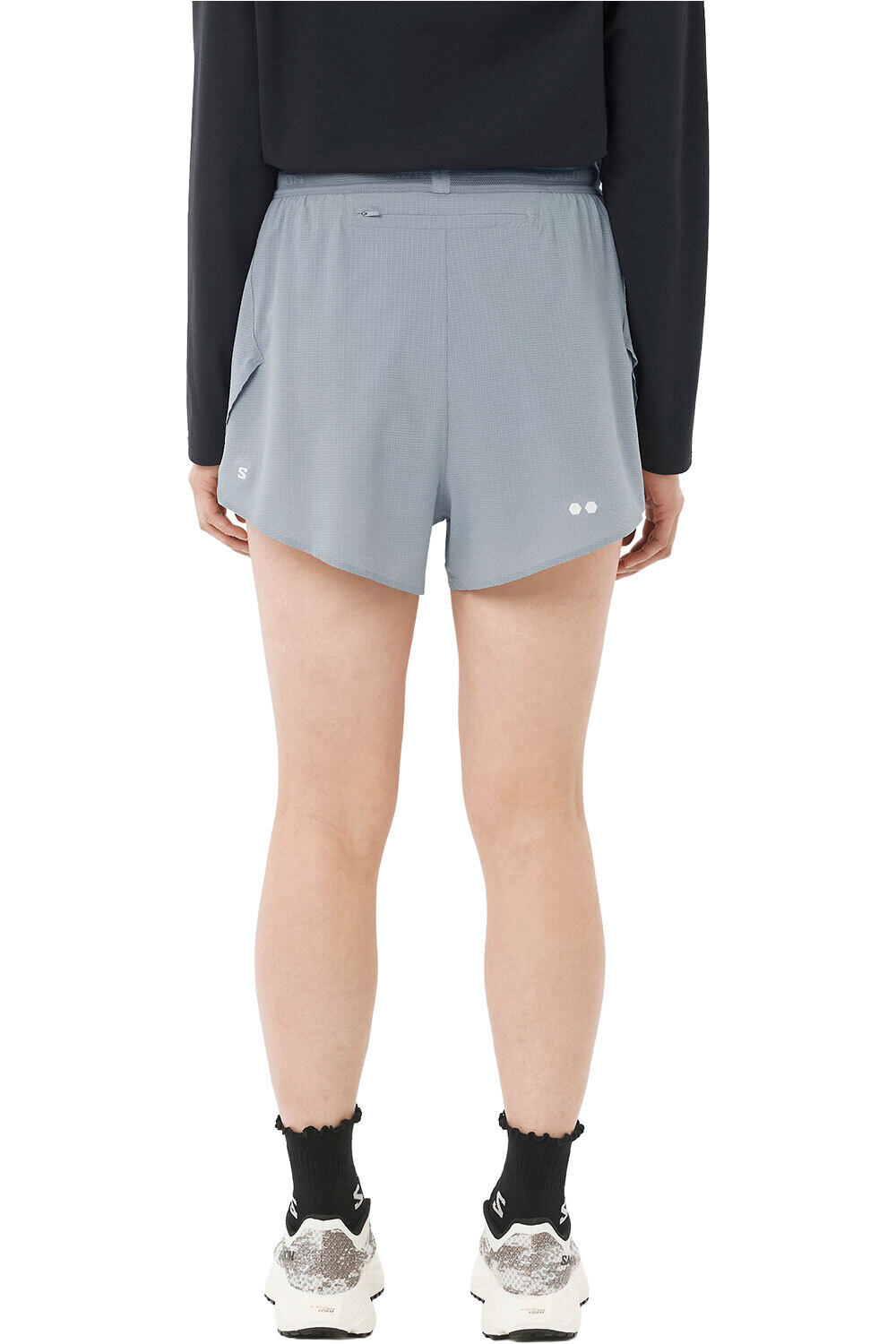 Salomon pantalones cortos trail running mujer SENSE AERO SPLT 3 SHTS W vista trasera