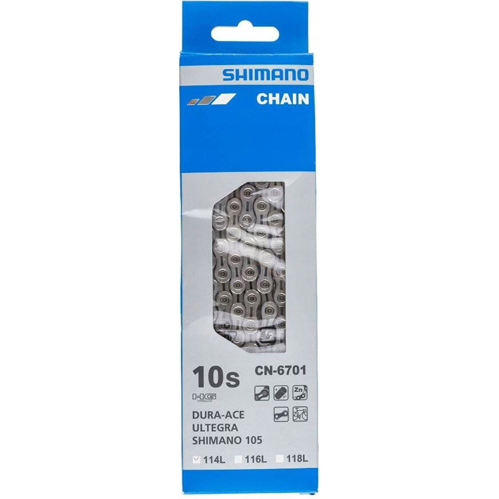 Shimano cadena bicicleta Cadena 116 eslabones CN-6701 10V vista frontal