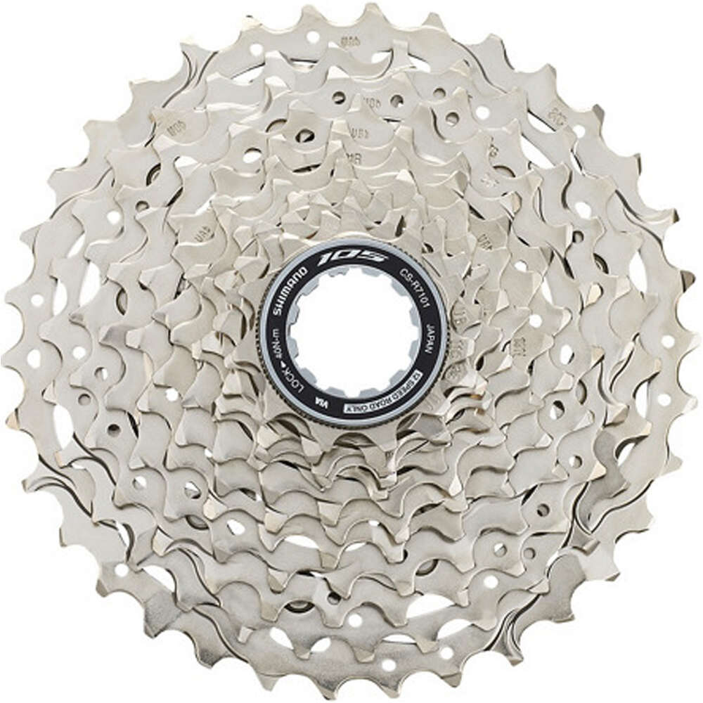 Shimano cassette bicicleta carretera SHIMANO 105 Cassette CS-R7101-12 vista frontal