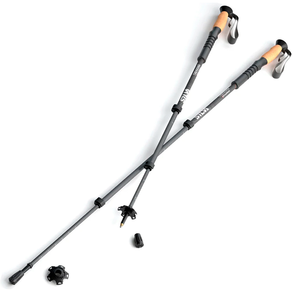 Silva bastón travesía montaña PAR-TREKKING POLES ALUMINUM CORK telescpicos 3 secc vista frontal