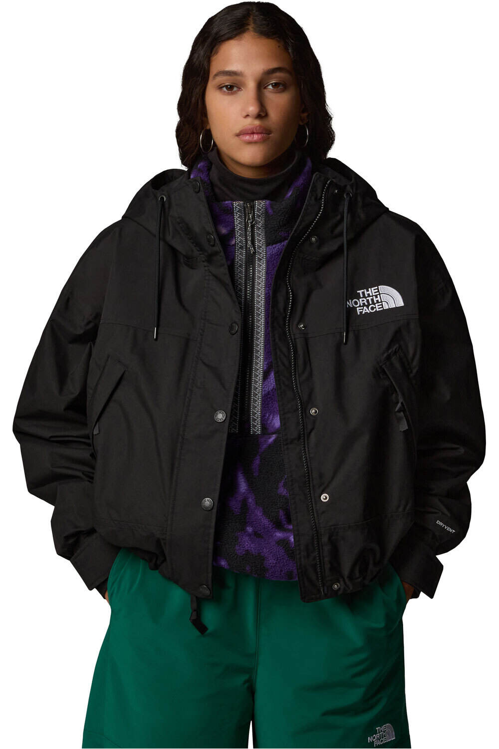 The North Face chaqueta impermeable mujer W REIGN ON JACKET vista detalle