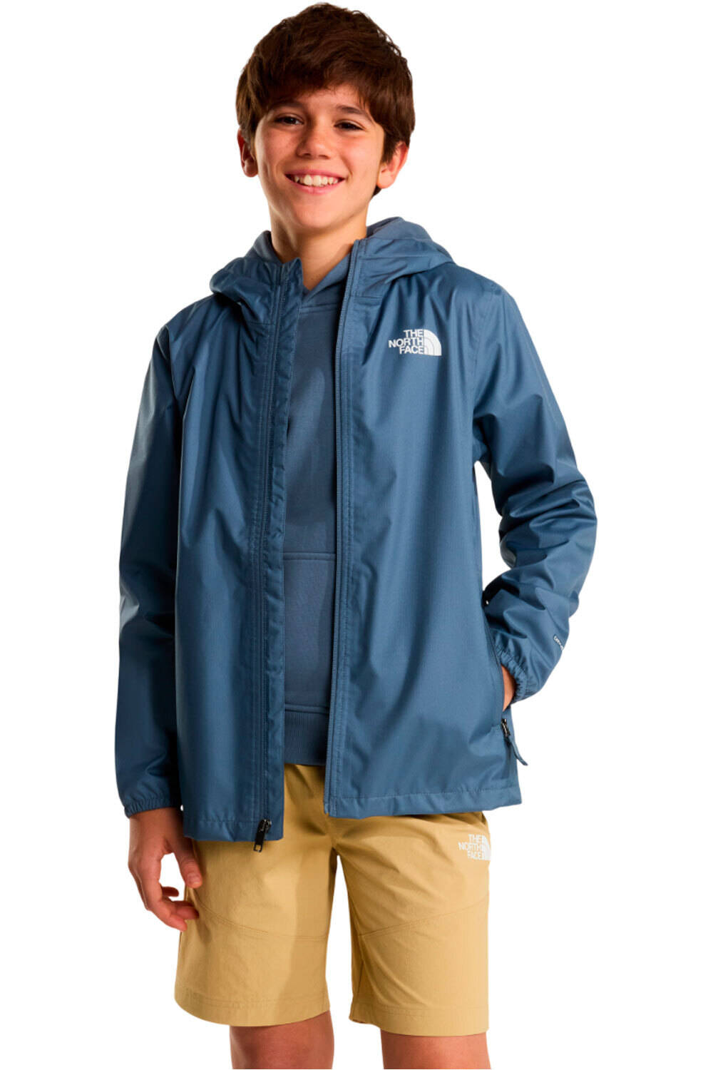 The North Face chaqueta impermeable niño TEEN ZIPLINE RAIN JACKET vista frontal