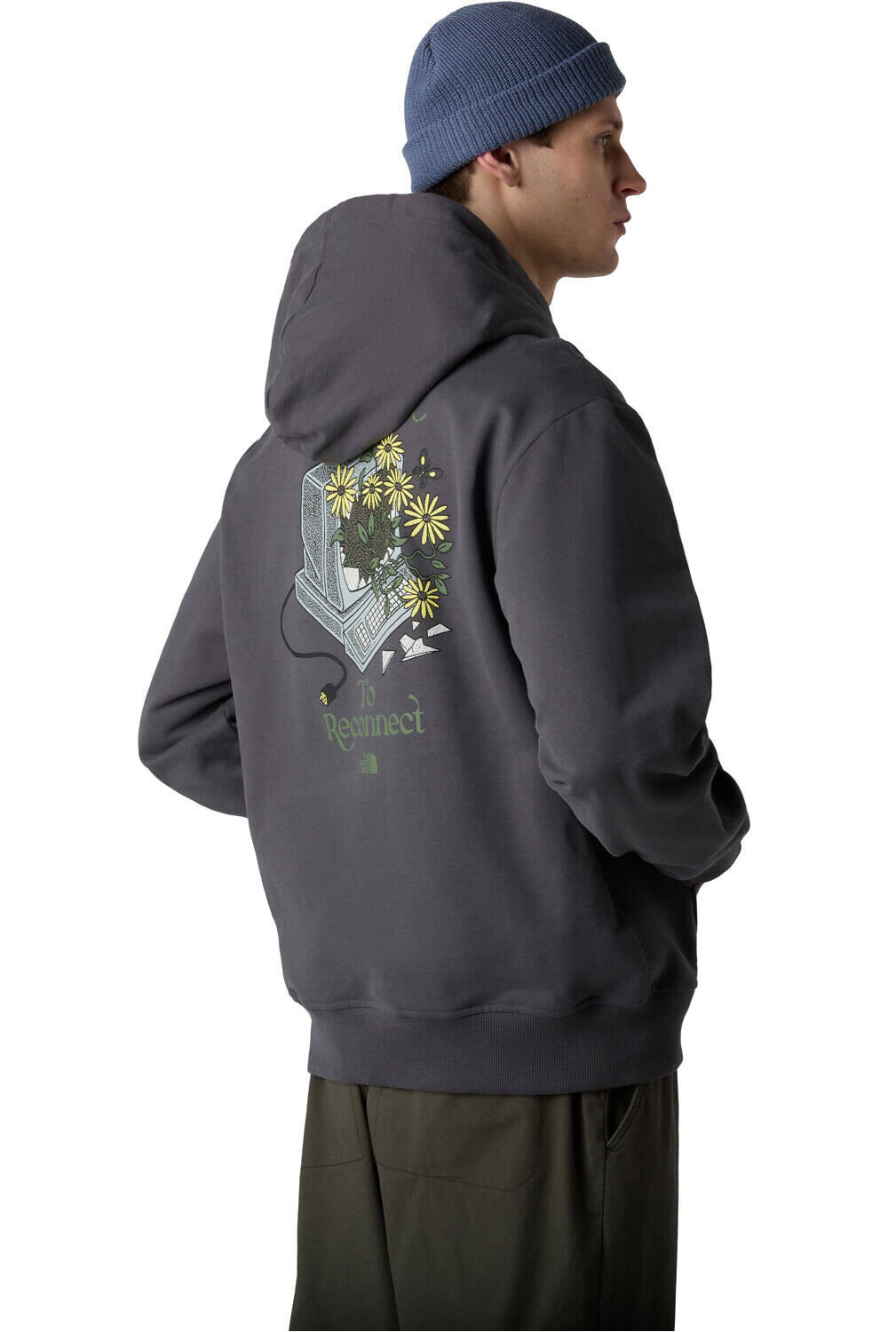 The North Face sudadera hombre M CONNECT RELAXED HOODED SWEATSHIRT-GRAP vista trasera