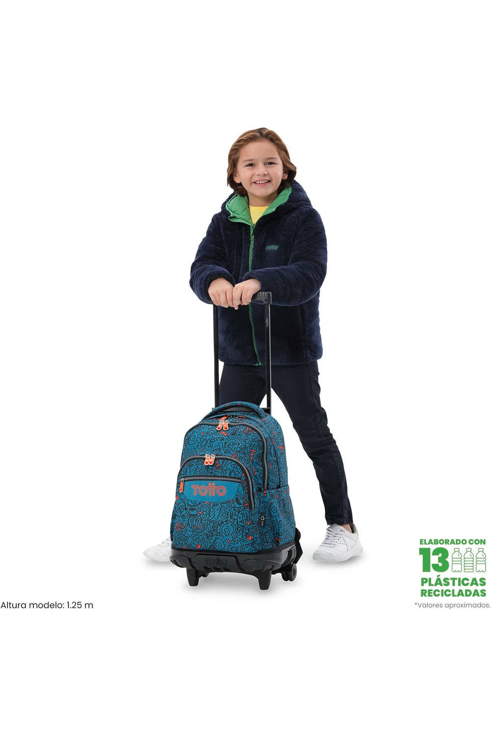 Totto mochila deporte RUEDAS BOMPER RENGLONES vista frontal