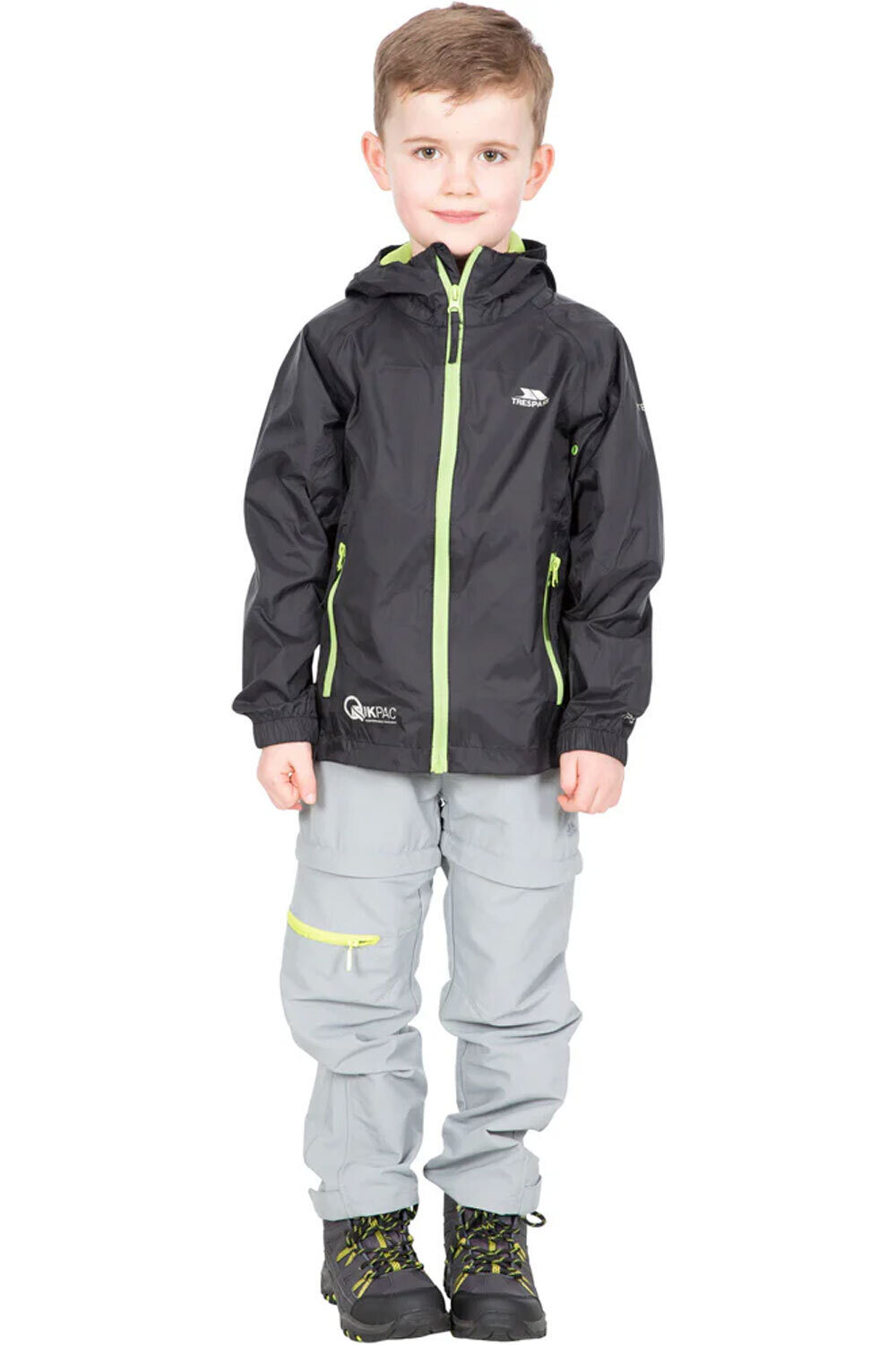 Trespass chubasquero impermeable niño QIKPAC JACKET - UNISEX KIDS PACKAWAY JKT vista frontal