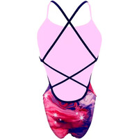 Turbo bañador natación mujer BAADOR  PATRON SIRENE MARBLE FANTASY vista trasera