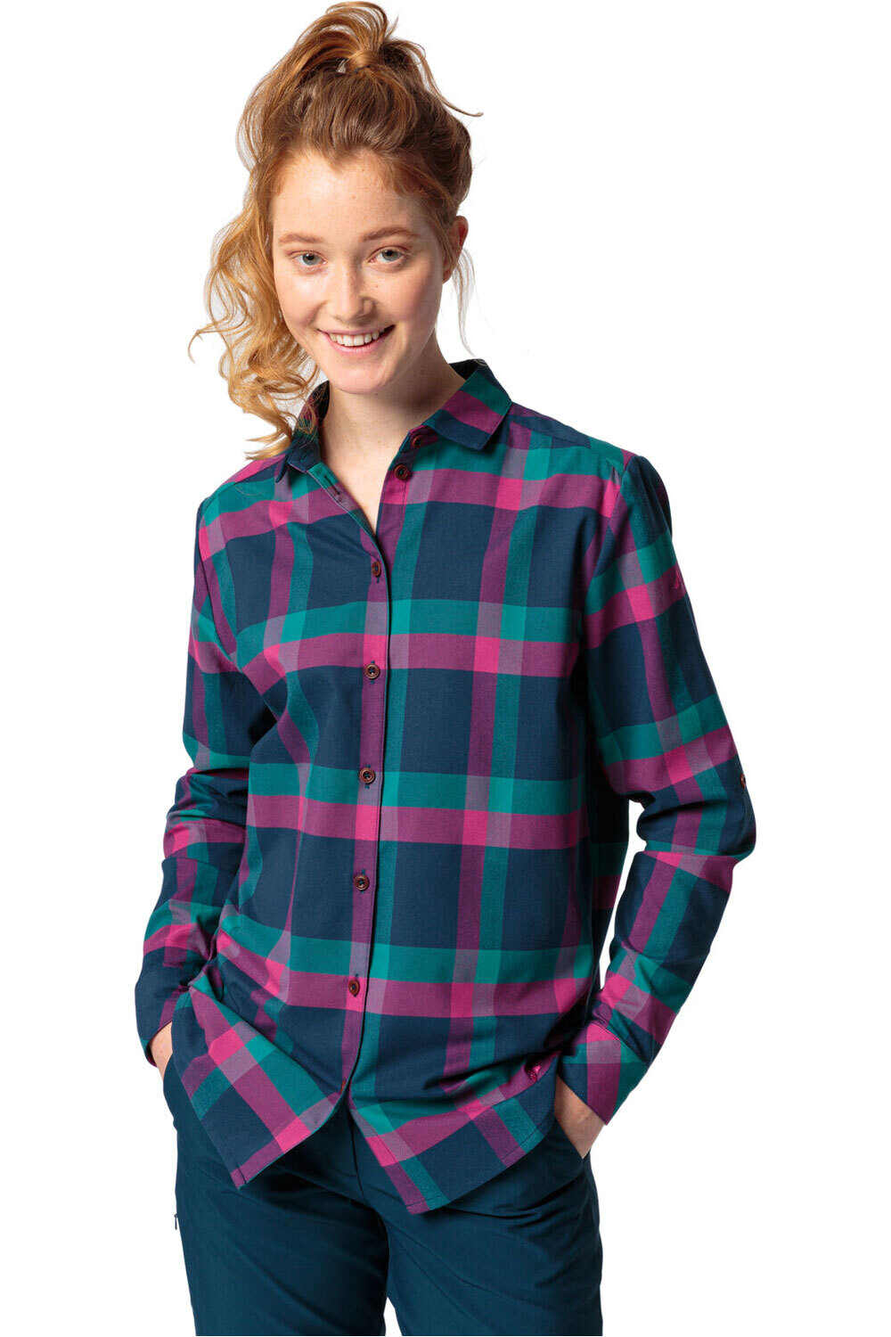 Vaude camisa montaña manga larga mujer Women's Farsund LS Shirt III vista frontal