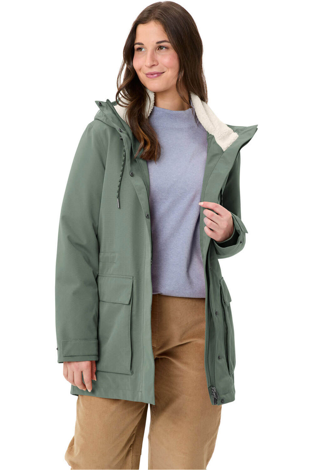 Vaude chaqueta impermeable insulada mujer Women's Manukau Parka III vista detalle