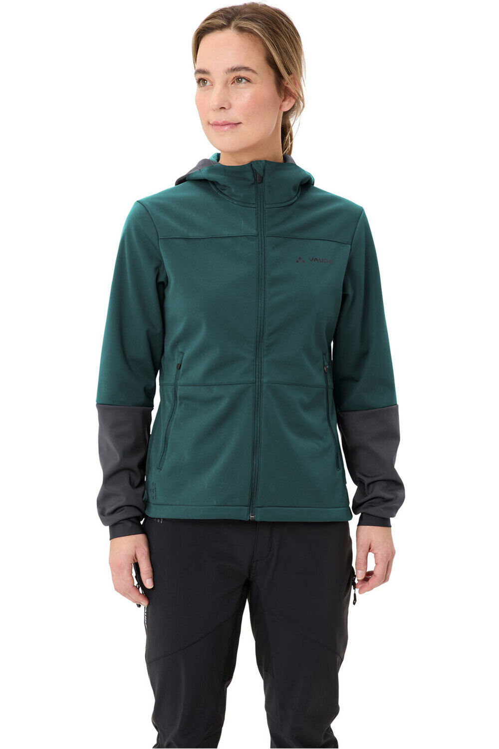 Vaude cortavientos ciclismo mujer Women's Qimsa Hooded Softshell Jacket vista frontal