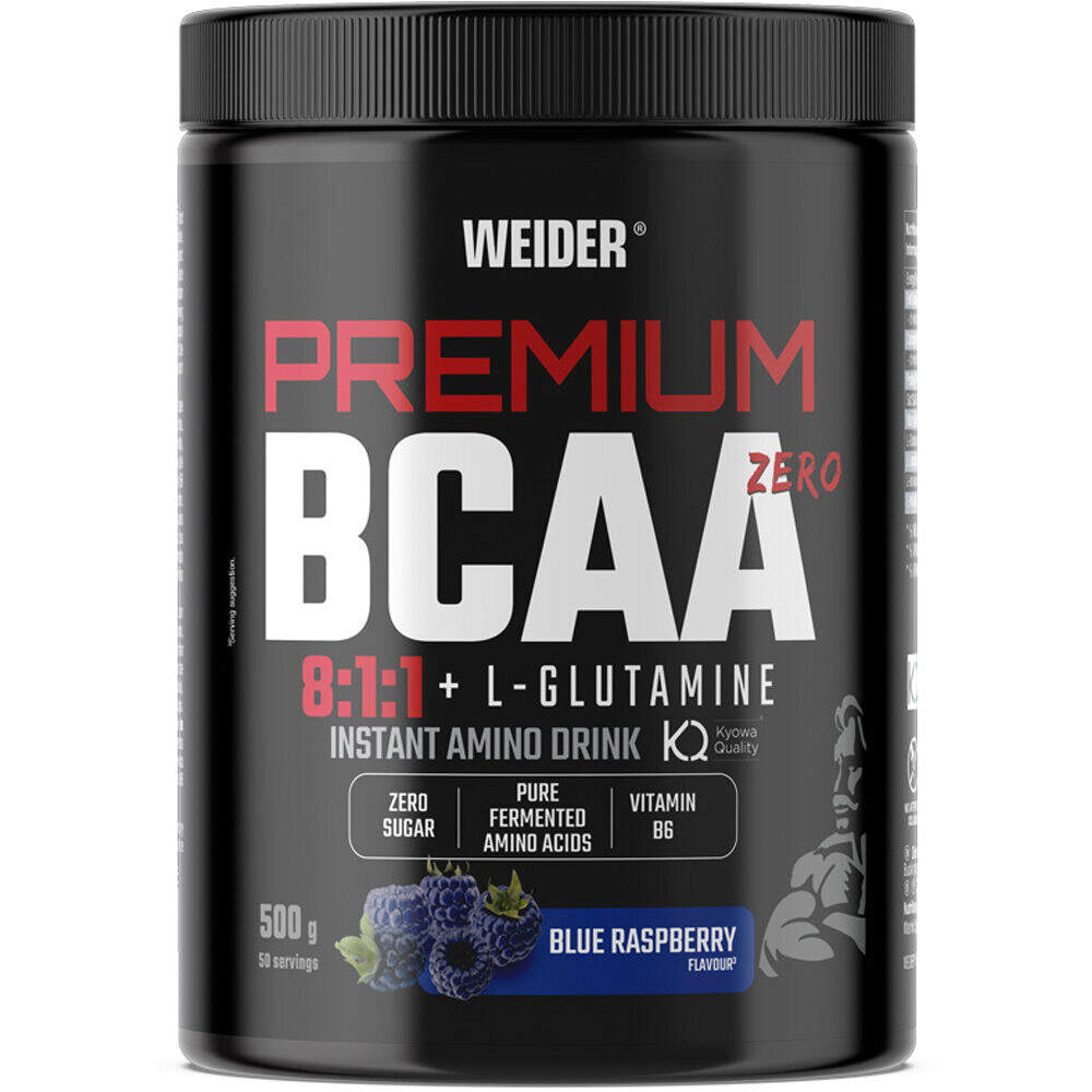 Weider Aminoacidos Premium BCAA 8:1:1+L-GLUTAMINA Blue 500g vista frontal