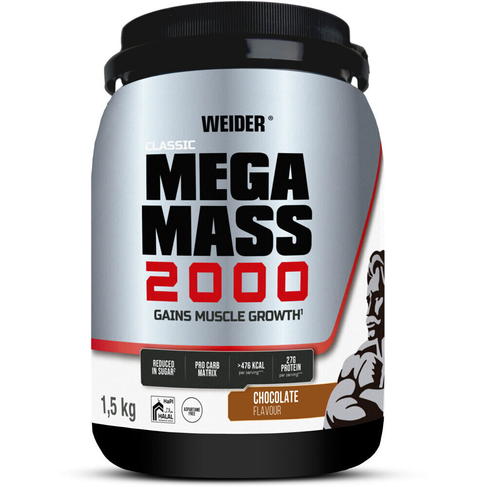 Weider Aumento Peso/Gainers N F Mega Mass 2000 Chocolate 1,5 kg vista frontal