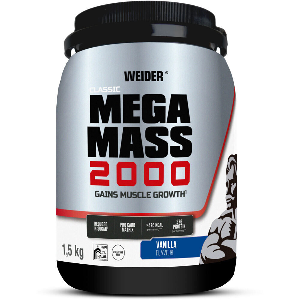 Weider Aumento Peso/Gainers N F Mega Mass 2000 Vainilla 1,5 kg vista frontal