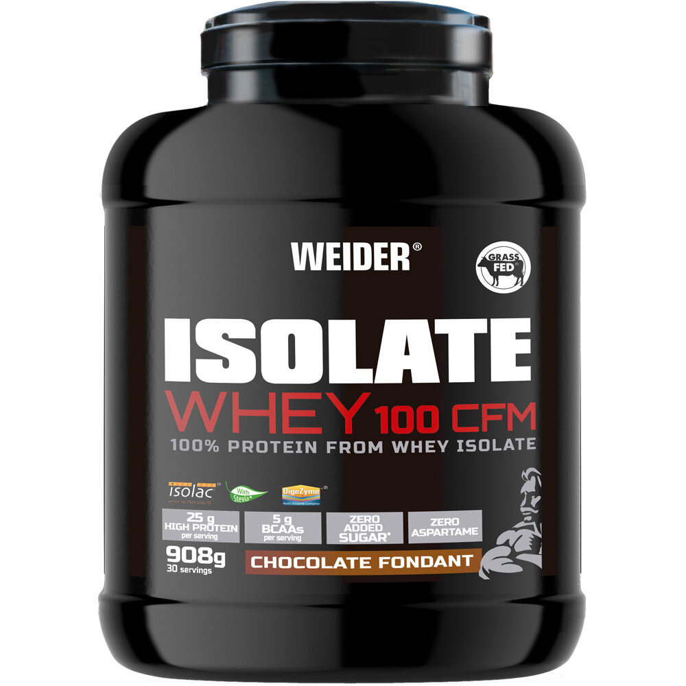 Weider Proteinas Aislado Suero/Whey Isolate Whey 100 CFM Choco 908 g vista frontal